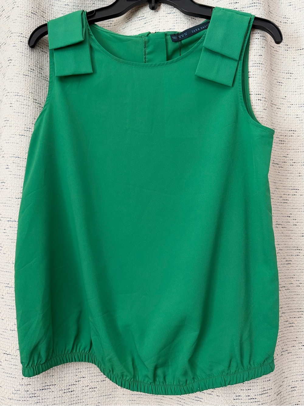 Zara Green Bow-Shoulder Sleeveless Camisole